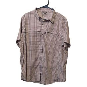 L.L. Bean Womens Purple Gray Plaid Vented Button Up Fishing Shirt Size 2X Plus